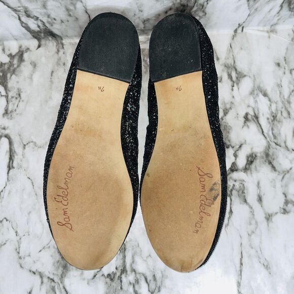 Sam Edelman Ballet Flats Felicia Metallic Bow Logo Black Women 7.5 Preppy Grunge - Picture 7 of 8